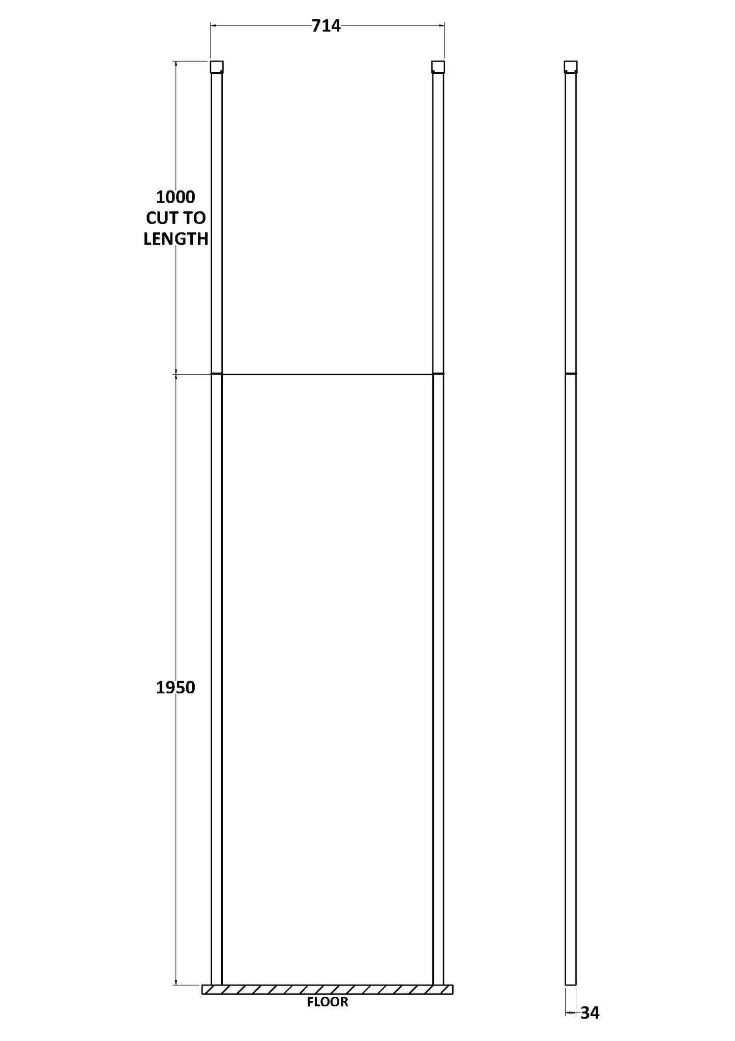 700mm Wetroom Screen With Ceiling Post