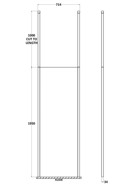 700mm Wetroom Screen With Ceiling Post