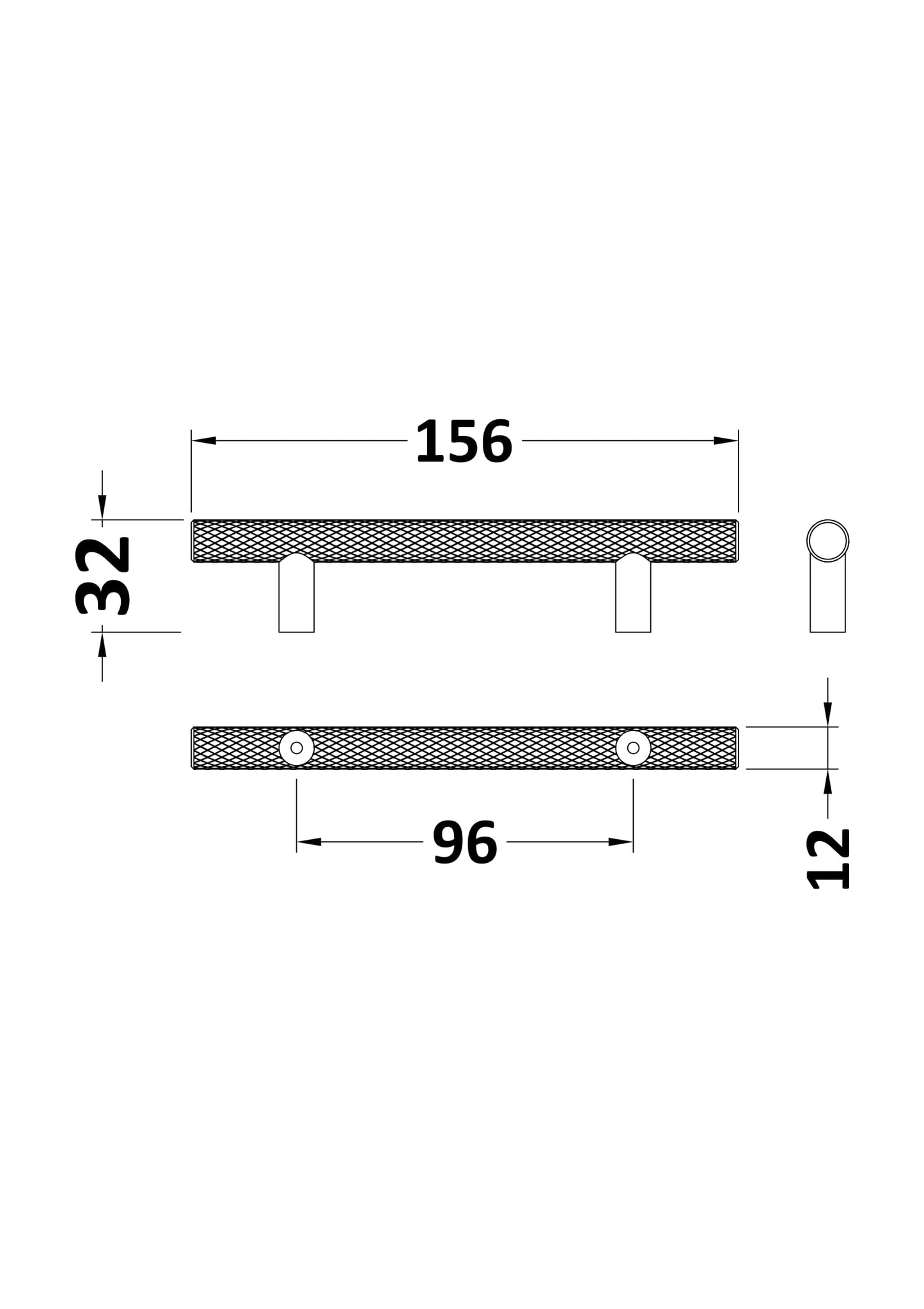 Knurled Bar Handle 96mm