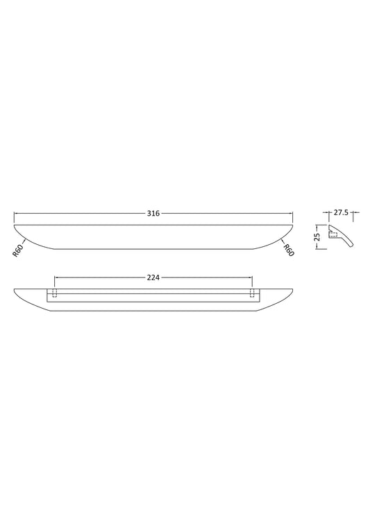 Handles Finger Pull Handle 224mm Centres
