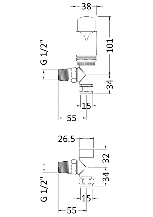 Angled Thermostatic Radiator Valve Pack