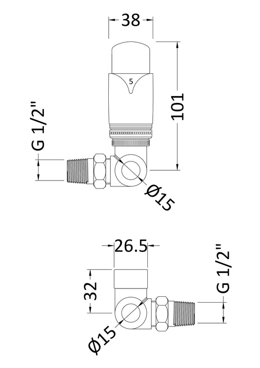 Corner Thermostatic Radiator Valve Pack