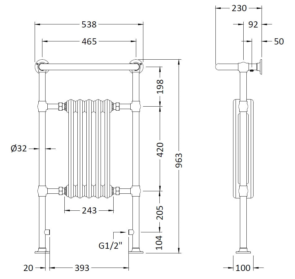 Small Harrow Traditional Radiator 965 x 540mm