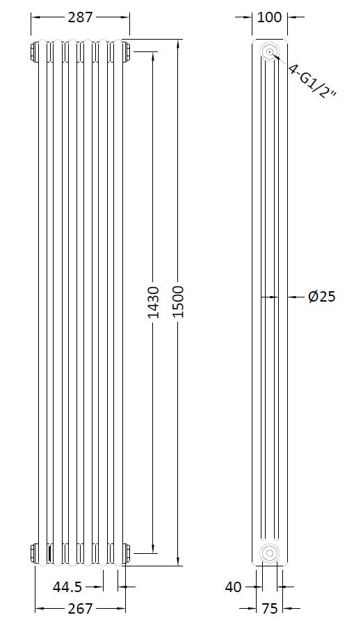 Triple Column Traditional Radiator 1500 x 287mm