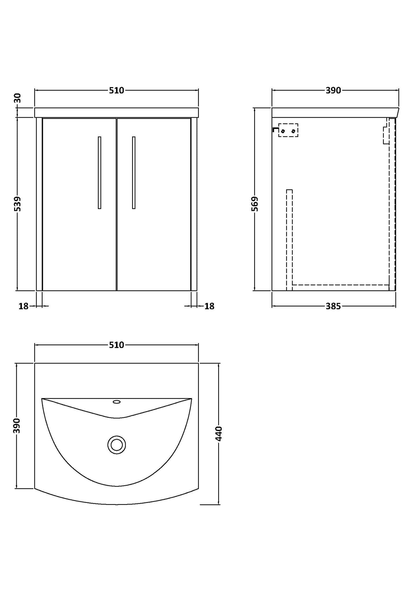 Hudson Reed Juno 500mm Autumn Oak Wall Hung 2-Door Vanity Unit with 1 Tap Hole Basin