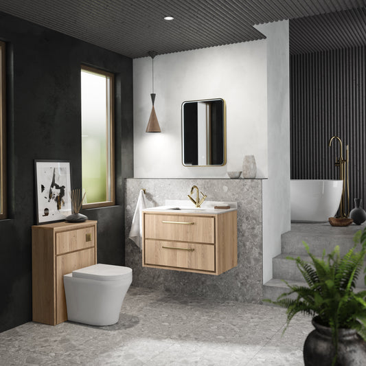 Lille 800mm Wall Hung 2-Drawer Vanity with Marble Worktop Basin