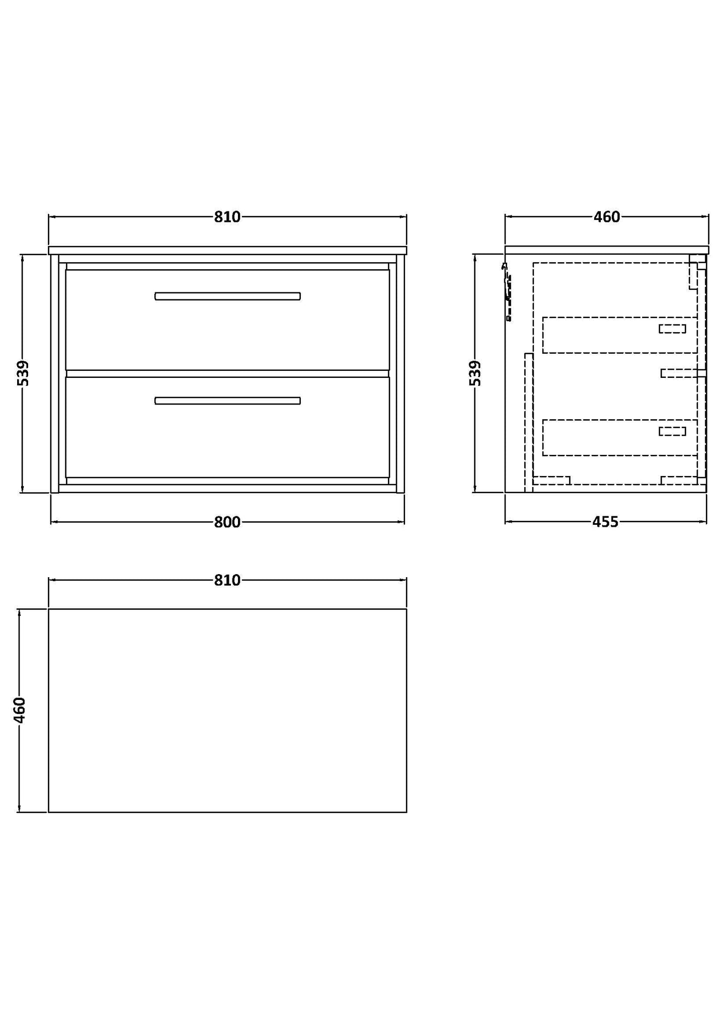 Lille 800mm Wall Hung 2-Drawer Vanity with Marble Worktop