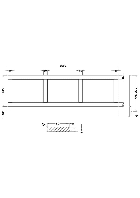 Straight Bath Front Panel 1700mm