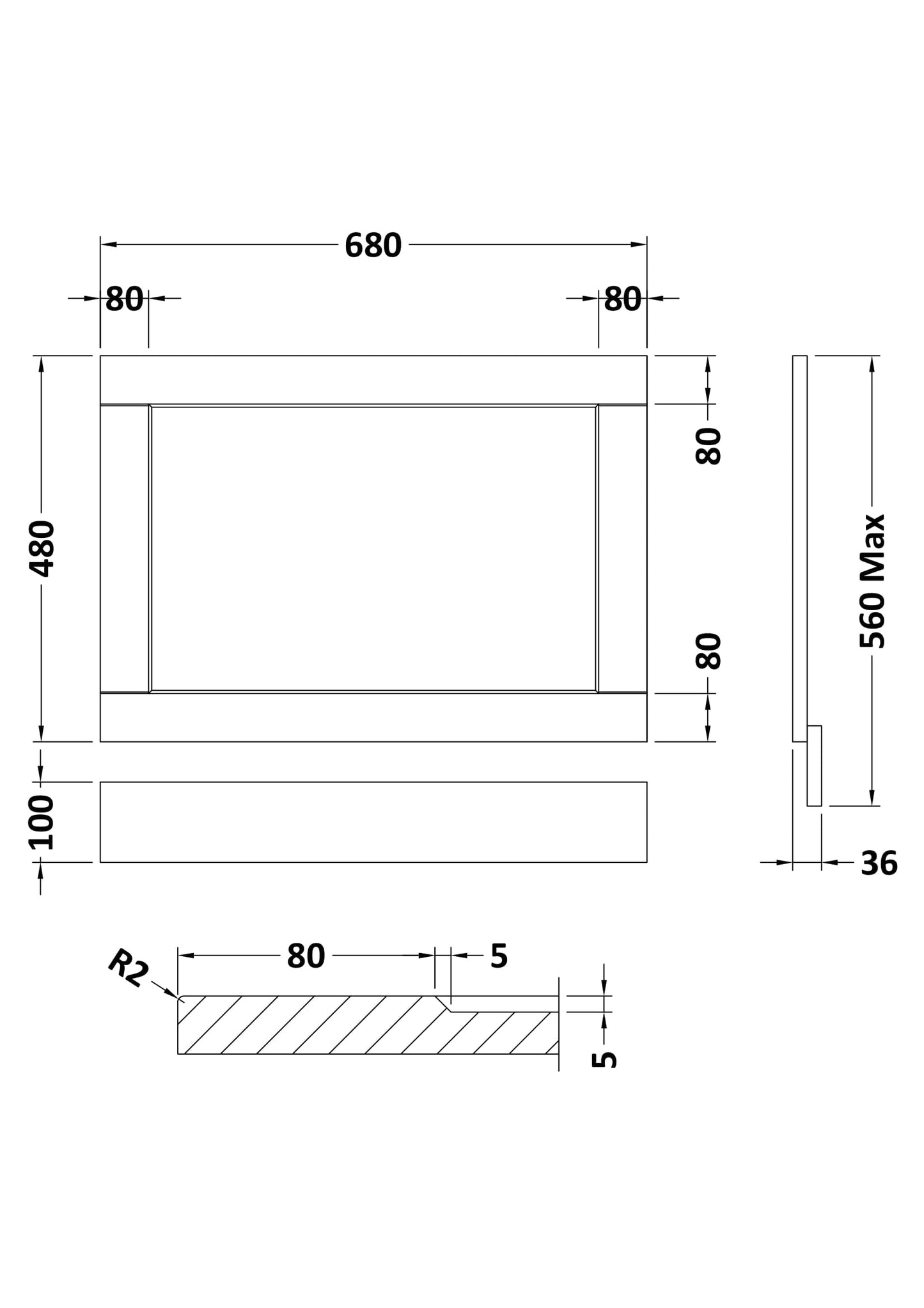 Straight Bath End Panel 700mm