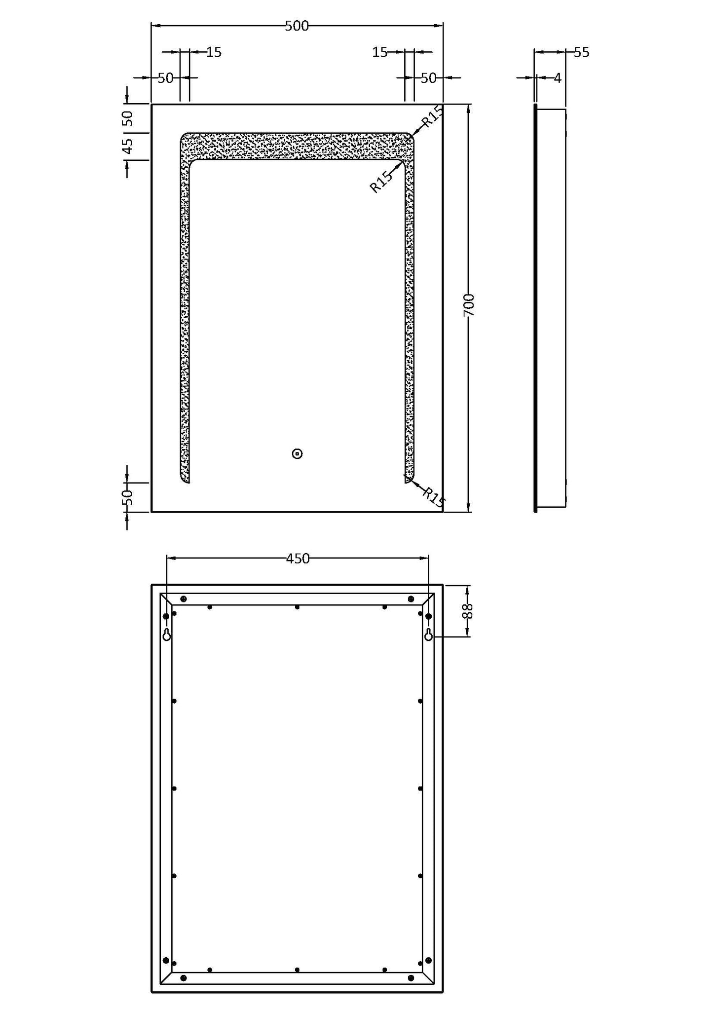 Carina 700mm x 500mm LED Mirror