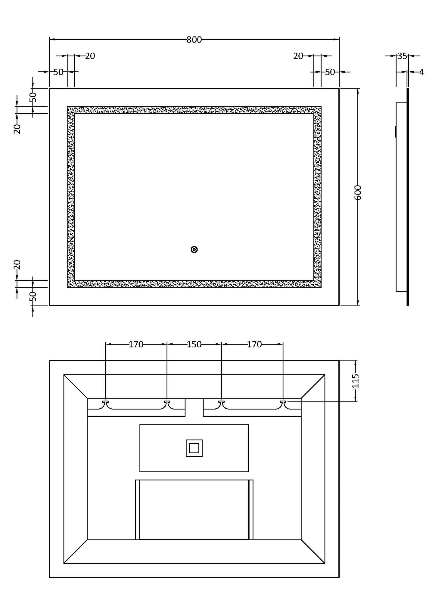 Enif 800mm x 600mm Touch Sensor Mirror