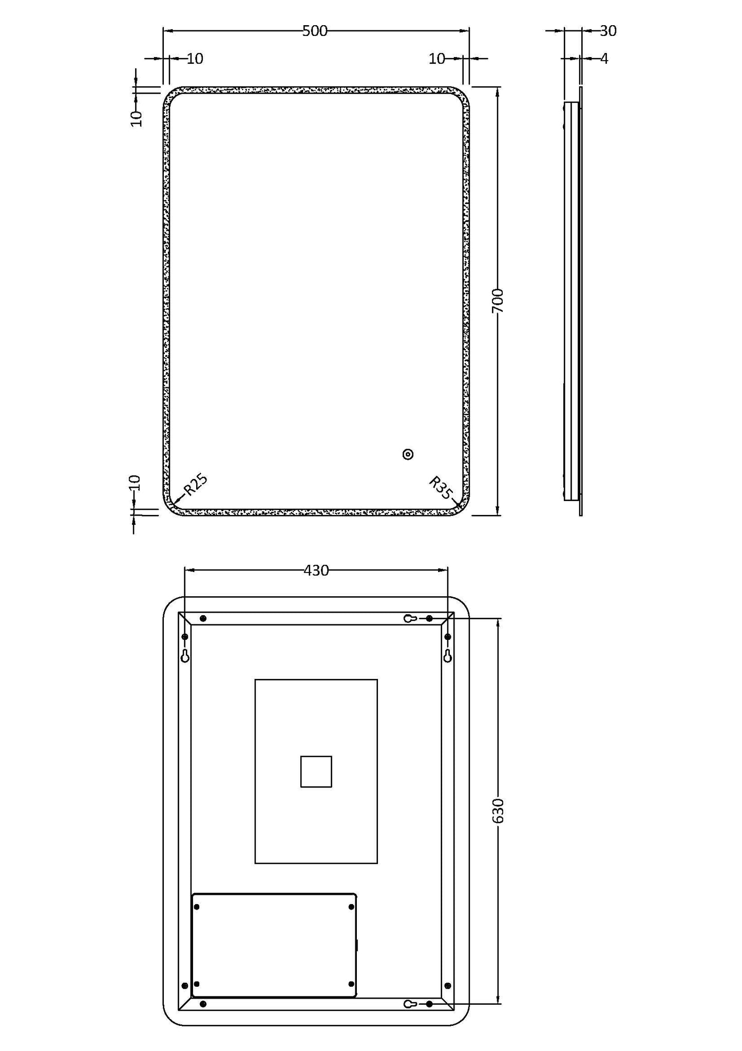 Lynx 700mm x 500mm Ambient Mirror