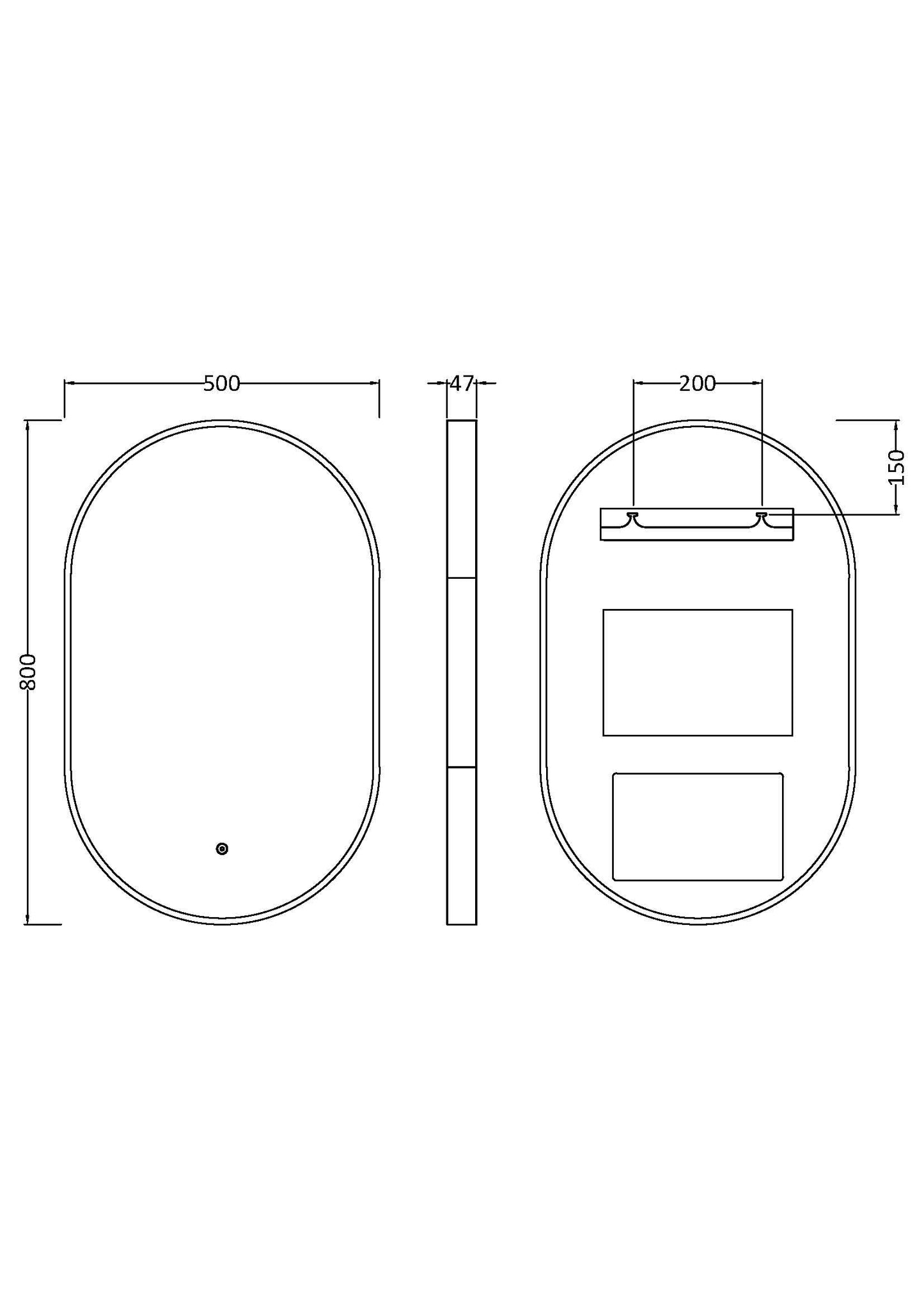 Columba Black Inset Frame LED Mirror - 800 x 500mm