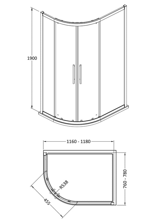 Hudson Reed Apex 1200 x 800mm Offset Quadrant Shower Enclosure