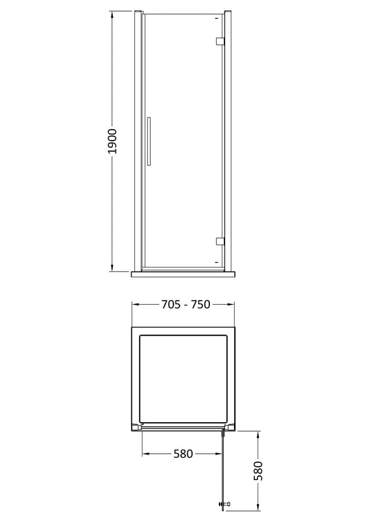 Hudson Reed Apex 760mm Hinged Door With Handle