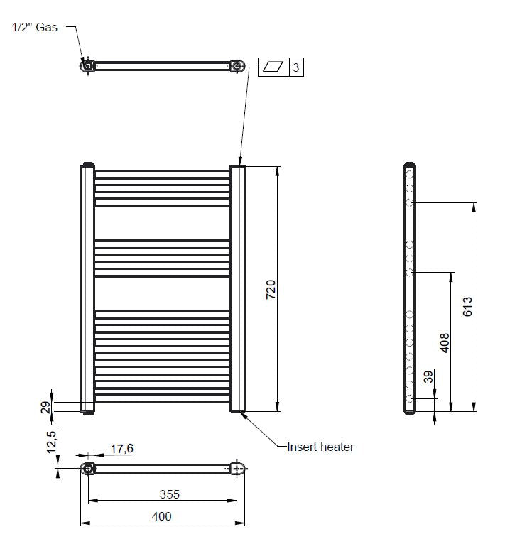 Electric Towel Rail 720 x 400mm (300 Watt)