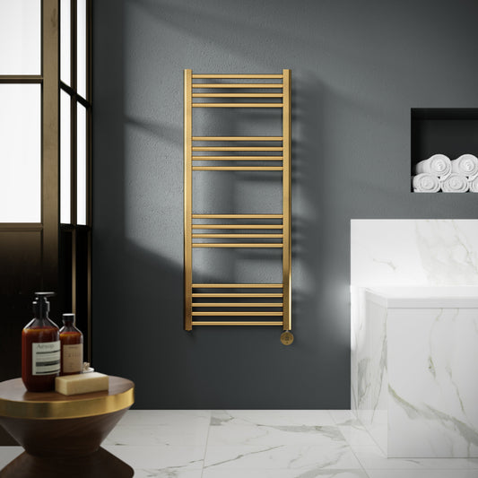 Electric Round Tube Towel Rail with 17 Bars, 1200mm x 500mm