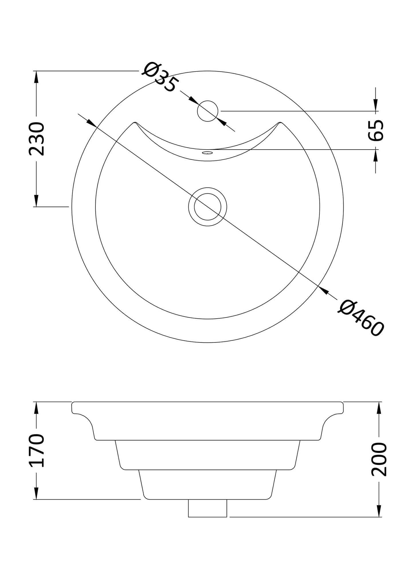 Round Vessel 460 x 460 x 220mm