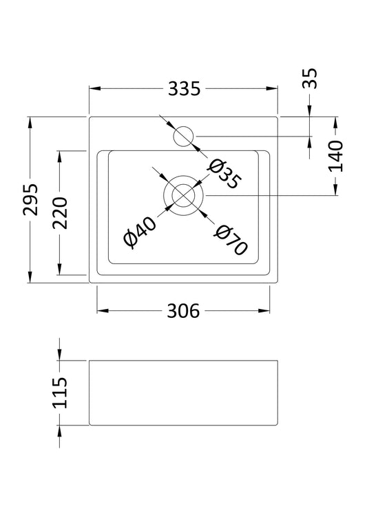Rectangular Vessel 335 x 295 x 115mm