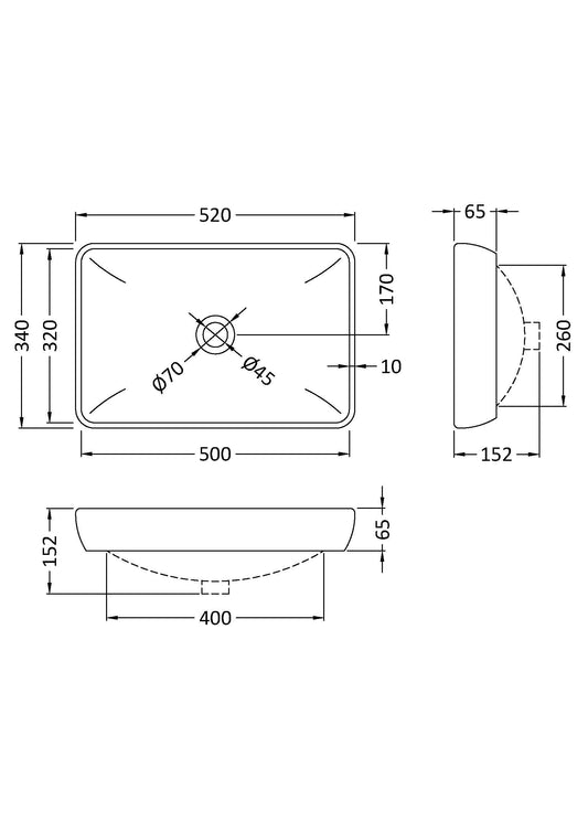 Rectangular Vessel 520 x 340 x 152mm