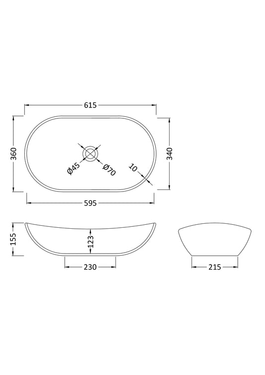 Luxe Round Vessel 615 x 360 x 155mm