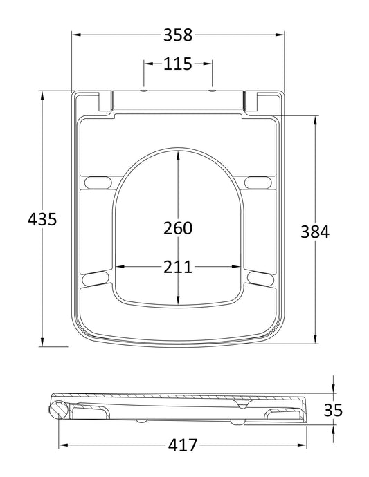 Toilet Seats Luxury Square Top Fix Soft Close Toilet Seat