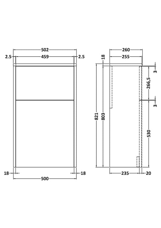 Havana Floor Standing Concealed Cistern WC Toilet Unit, 500mm