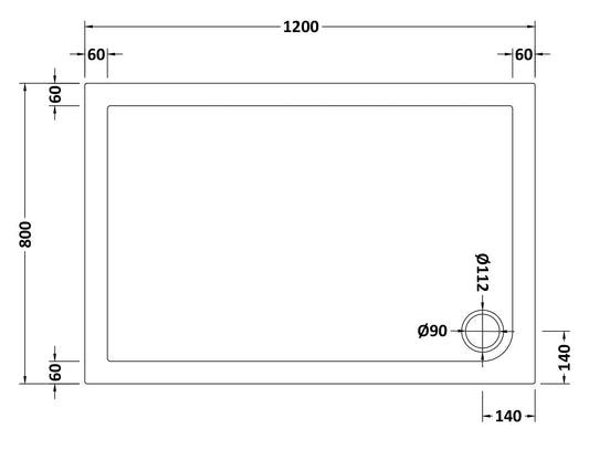 Slip Resistant Rectangular Slimline Shower Tray 1200 x 800mm
