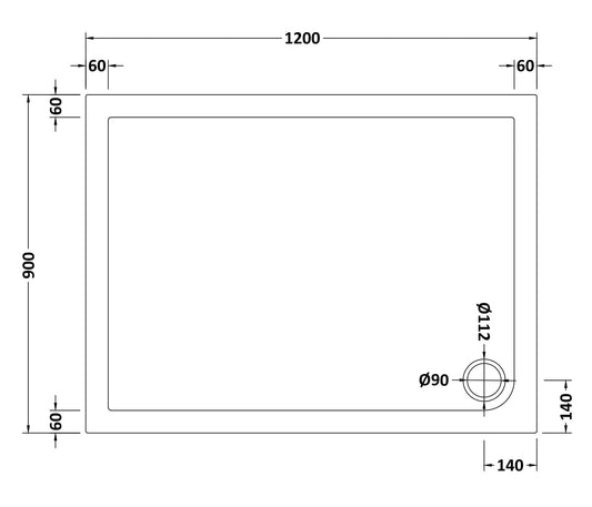 Slip Resistant Rectangular Slimline Shower Tray 1200 x 900mm