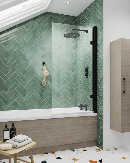 Square 8mm Toughened Safety Glass Hinged Shower Bath Screen
