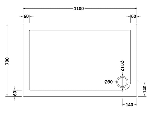 Rectangular Slimline Shower Tray 1100 x 700mm