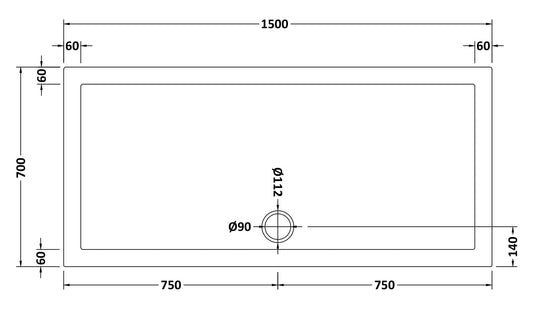 Rectangular Slimline Shower Tray 1500 x 700mm