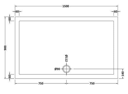 Rectangular Slimline Shower Tray 1500 x 900mm
