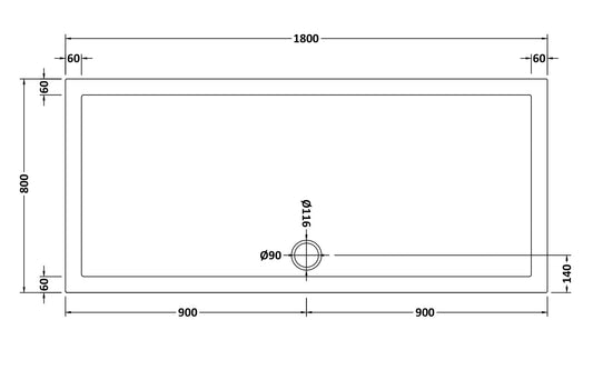 Rectangular Slimline Shower Tray 1800 x 800mm