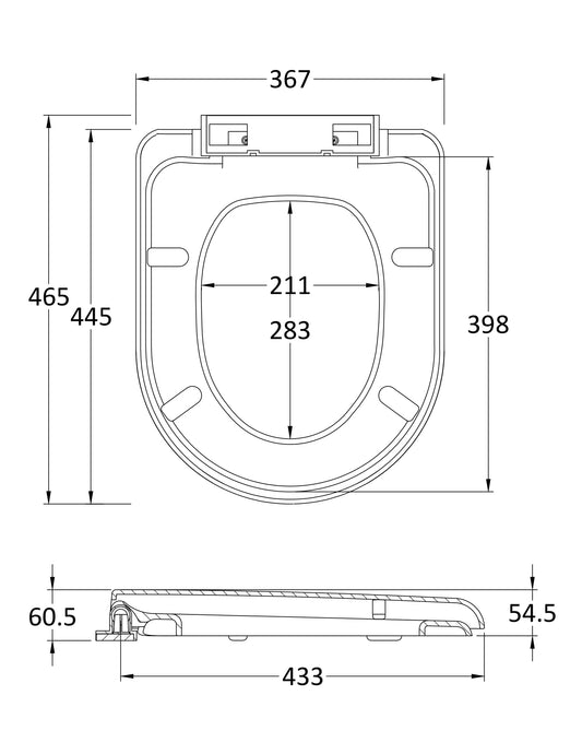 Toilet Seats D Shaped Top Fix Soft Close Toilet Seat