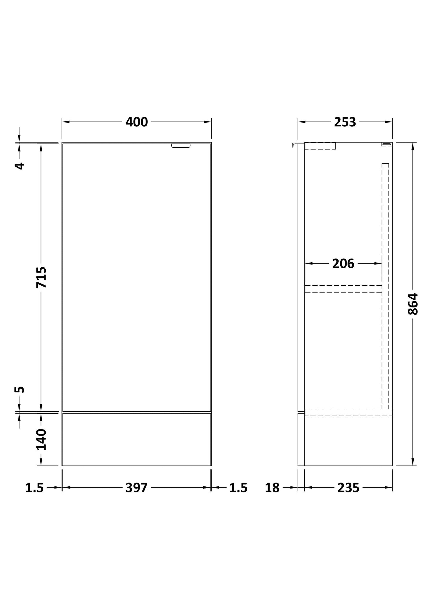Hudson Reed Fusion 400mm 1 Door Gloss White Compact Floor Standing Base Unit With Handles