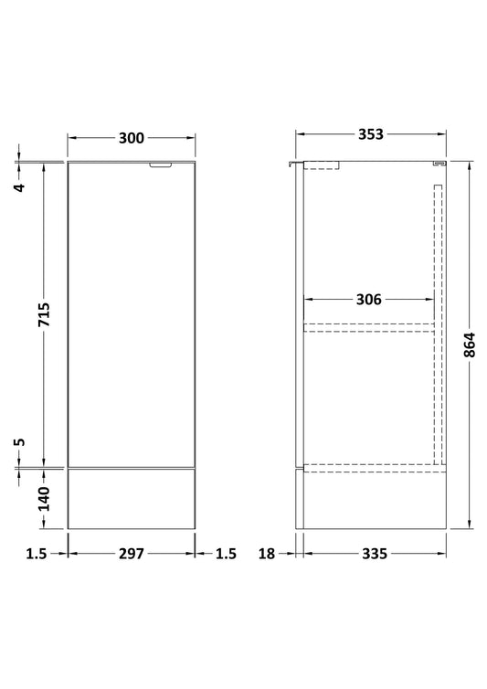 Hudson Reed Fusion 300mm 1 Door Bleached Oak Floor Standing Base Unit With Handles