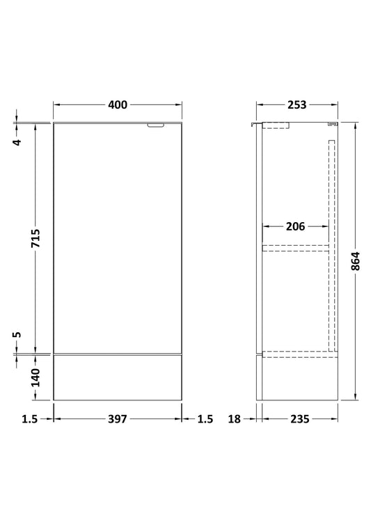 Hudson Reed Fusion 400mm 1 Door Pebble Grey Compact Floor Standing Base Unit With Handles