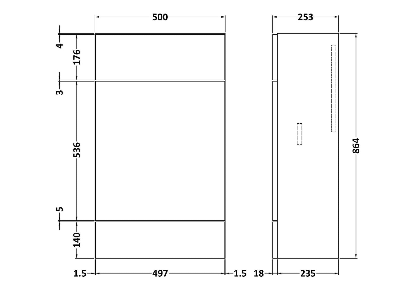 Fusion Fitted Floor Standing WC Unit Compact 500mm