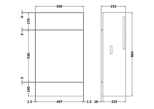 Fusion Fitted Floor Standing WC Unit Compact 500mm