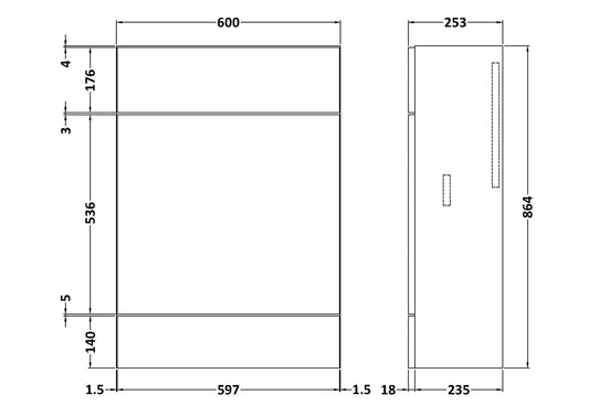 Fusion Fitted Floor Standing WC Unit Compact 600mm