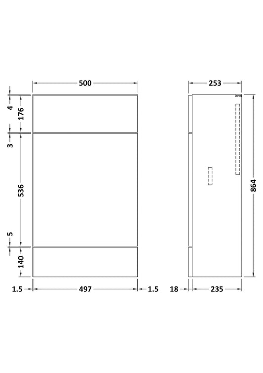 Fusion Fitted Floor Standing WC Unit Compact 500mm
