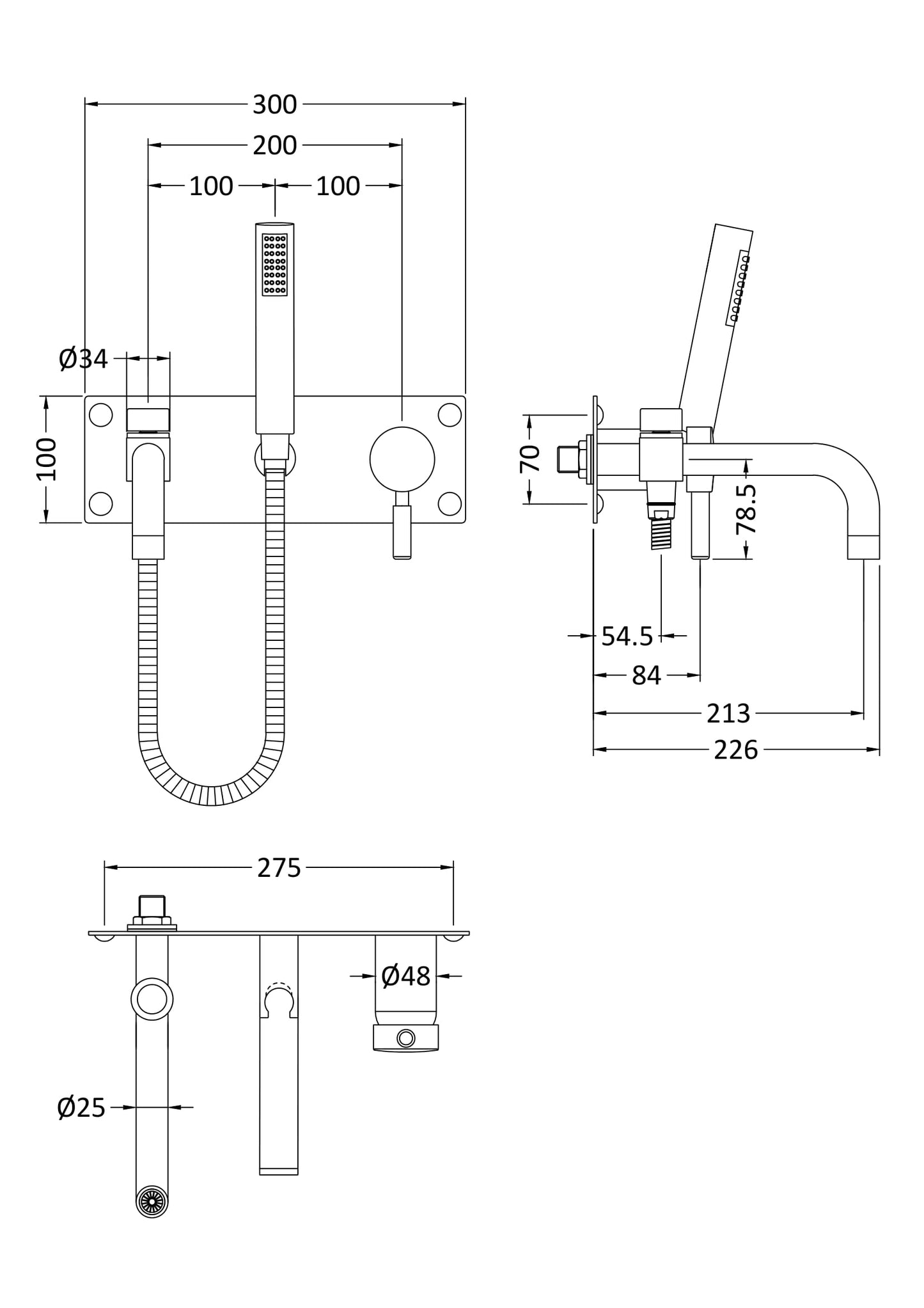 Tec Single Lever Wall Mounted Bath Shower Mixer