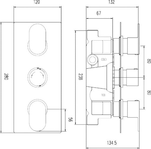 Reign Triple Thermostatic Shower Valve
