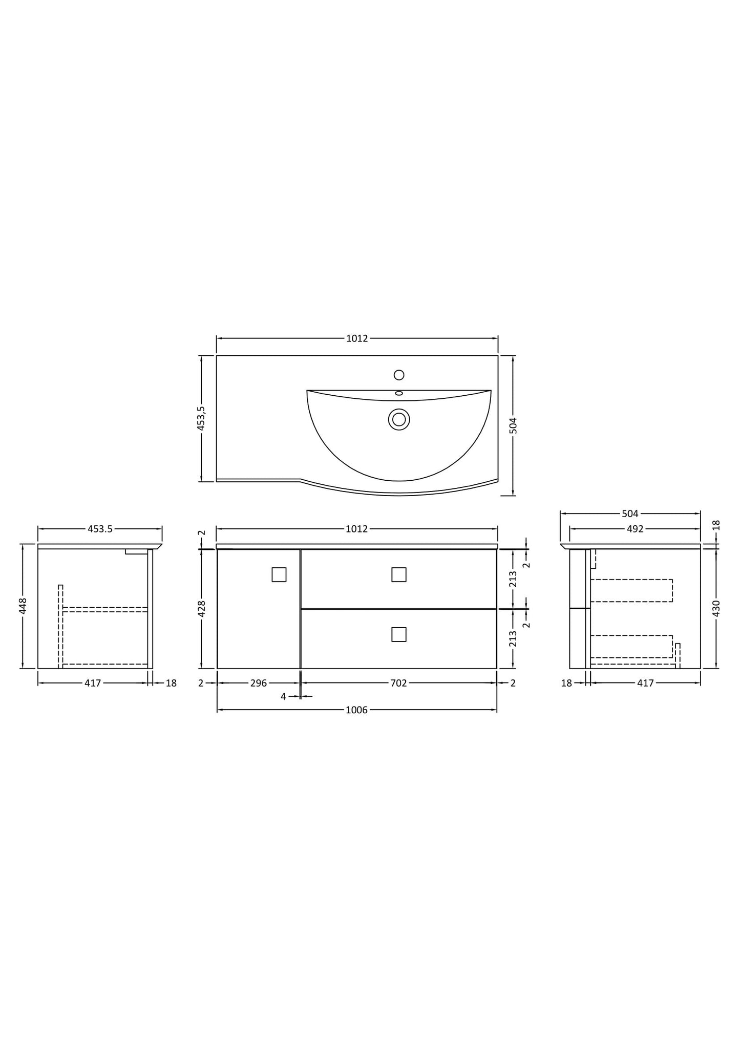 Hudson Reed Sarenna 1000mm Hunter Green Wall Hung 2 Drawer 1 Door Vanity Unit With Polymarble Basin