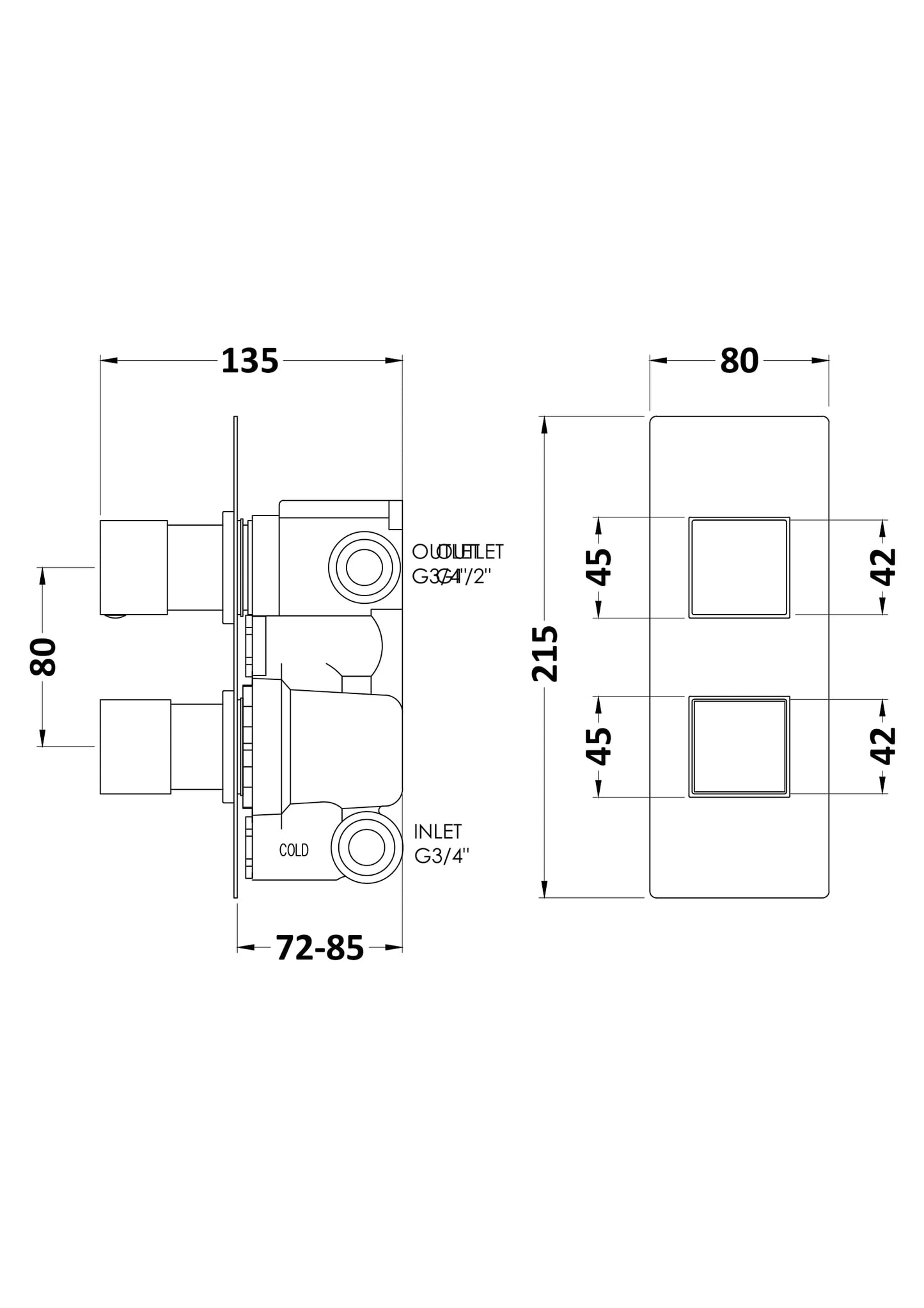 Square Valves Twin Valve with Diverter