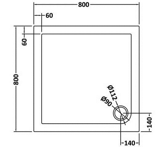 Square Slimline Shower Tray 800 x 800mm