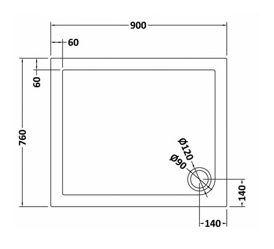 Rectangular Slimline Shower Tray 900 x 760mm