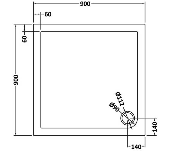 Square Slimline Shower Tray 900 x 900mm