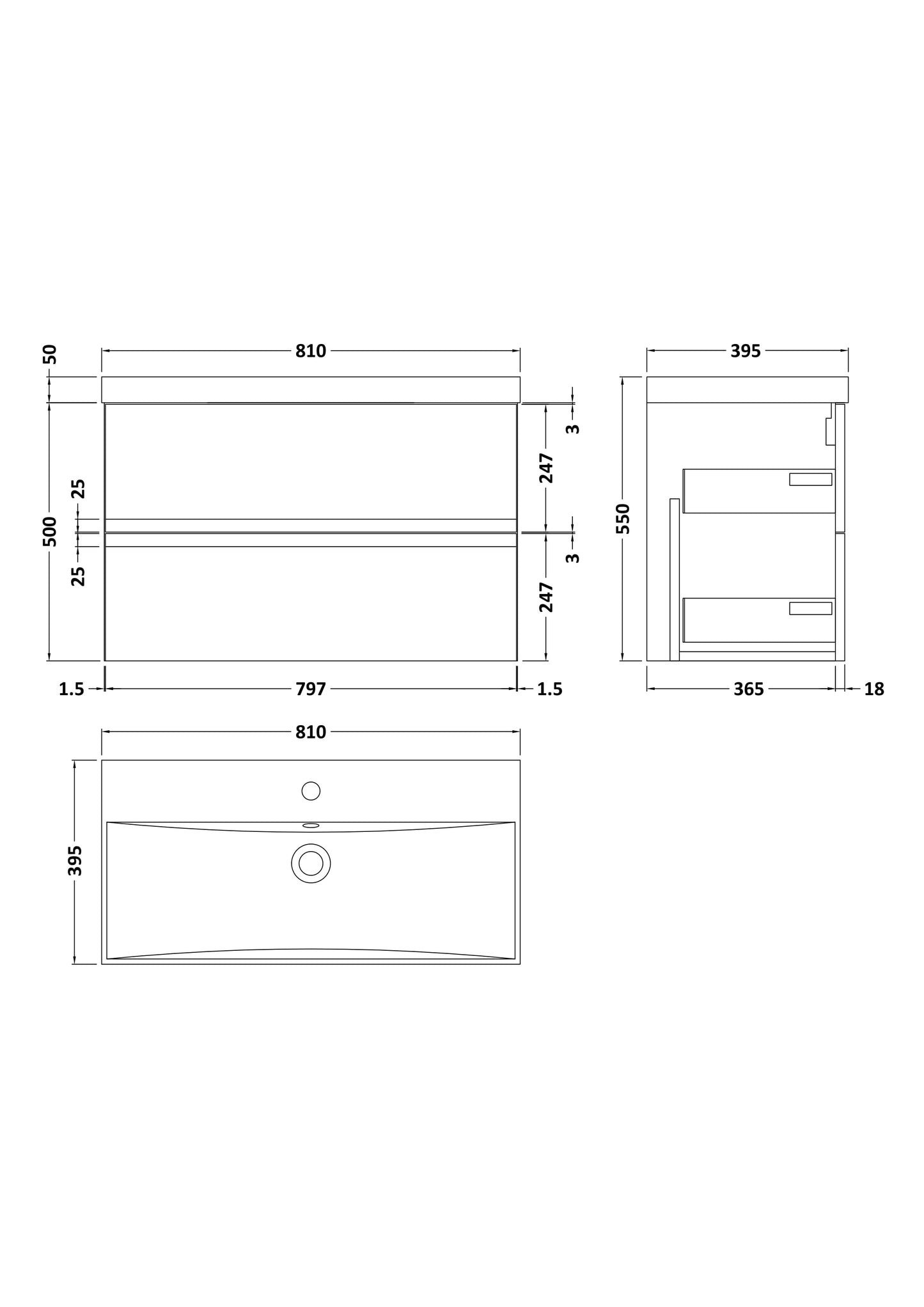 Hudson Reed Urban 800mm Wall Hung 2-Drawer Vanity Unit With Thin-Edge 1 Tap Hole Basin